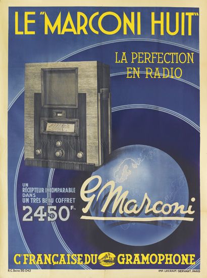 DESIGNER UNKNOWN. LE ""MARCONI HUIT."" Circa 1934. 63x47 inches, 160x119 cm. Lecram-Servant, Paris.